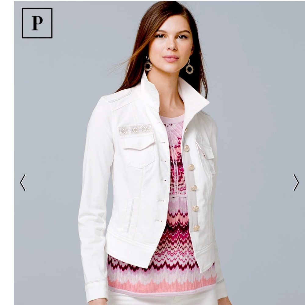 WHBM white denim jacket